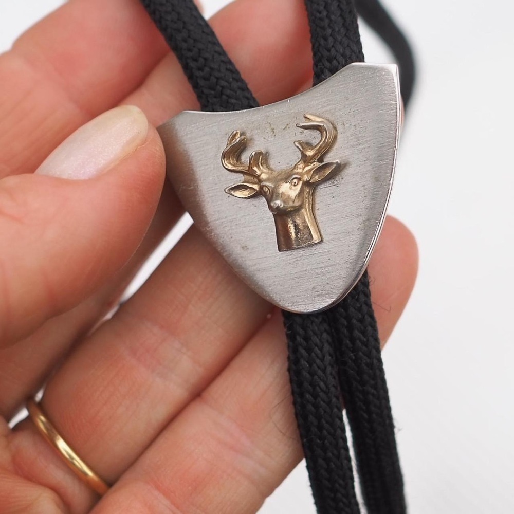 WESTERN COWBOYCORE DEER HEAD BOLO TIE - Picture 6 of 6